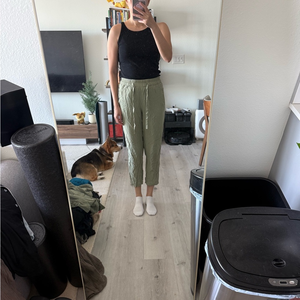 & Other Stories Green Ankle Cropped Pants
